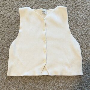 Artitzia Ribbed Cropped Button Up Tank Top